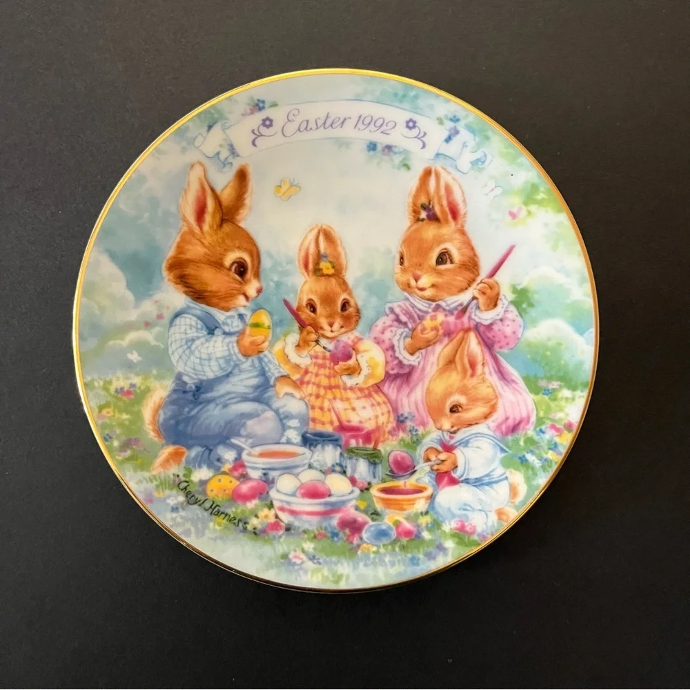 Vintage 22K‎ Gold Trimmed Avon Collectible Easter Porcelain Plates 1991-1996